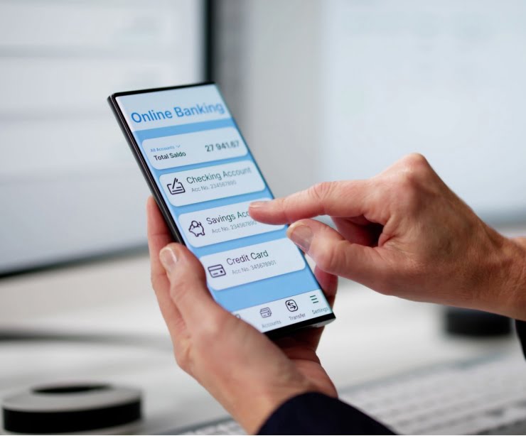 A person using an online banking app.
